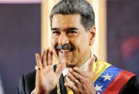 Venezuela's President Nicolas Maduro applauds after being sworn in for a third six-year term, in Caracas, Venezuela January 10, 2025.  Milagros Nunez/Miraflores Palace/Handout via REUTERS ATTENTION EDITORS - THIS IMAGE HAS BEEN SUPPLIED BY A THIRD PARTY