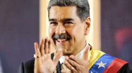 Venezuela's President Nicolas Maduro applauds after being sworn in for a third six-year term, in Caracas, Venezuela January 10, 2025.  Milagros Nunez/Miraflores Palace/Handout via REUTERS ATTENTION EDITORS - THIS IMAGE HAS BEEN SUPPLIED BY A THIRD PARTY