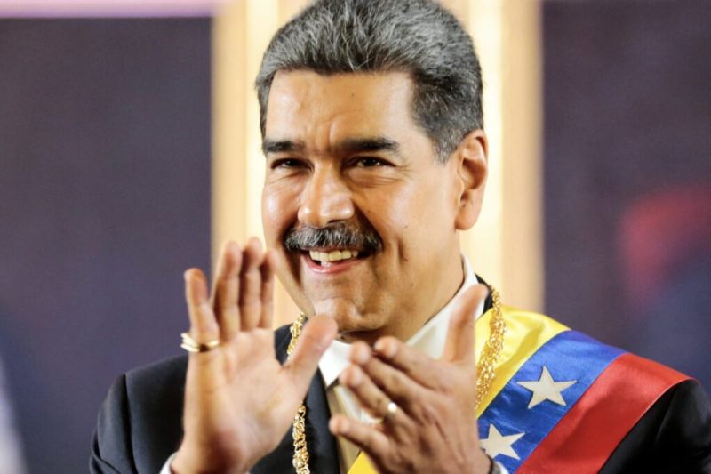 Venezuela's President Nicolas Maduro applauds after being sworn in for a third six-year term, in Caracas, Venezuela January 10, 2025.  Milagros Nunez/Miraflores Palace/Handout via REUTERS ATTENTION EDITORS - THIS IMAGE HAS BEEN SUPPLIED BY A THIRD PARTY