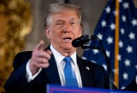 PALM BEACH, FLORIDA - DECEMBER 16: U.S. President-elect Donald Trump speaks at a news conference at Trump's Mar-a-Lago resort on December 16, 2024 in Palm Beach, Florida. In a news conference that went over an hour, Trump announced that SoftBank will invest over $100 billion in projects in the United States including 100,000 artificial intelligence related jobs and then took questions on Syria, Israel, Ukraine, the economy, cabinet picks, and many other topics. (Photo by Andrew Harnik/Getty Images)